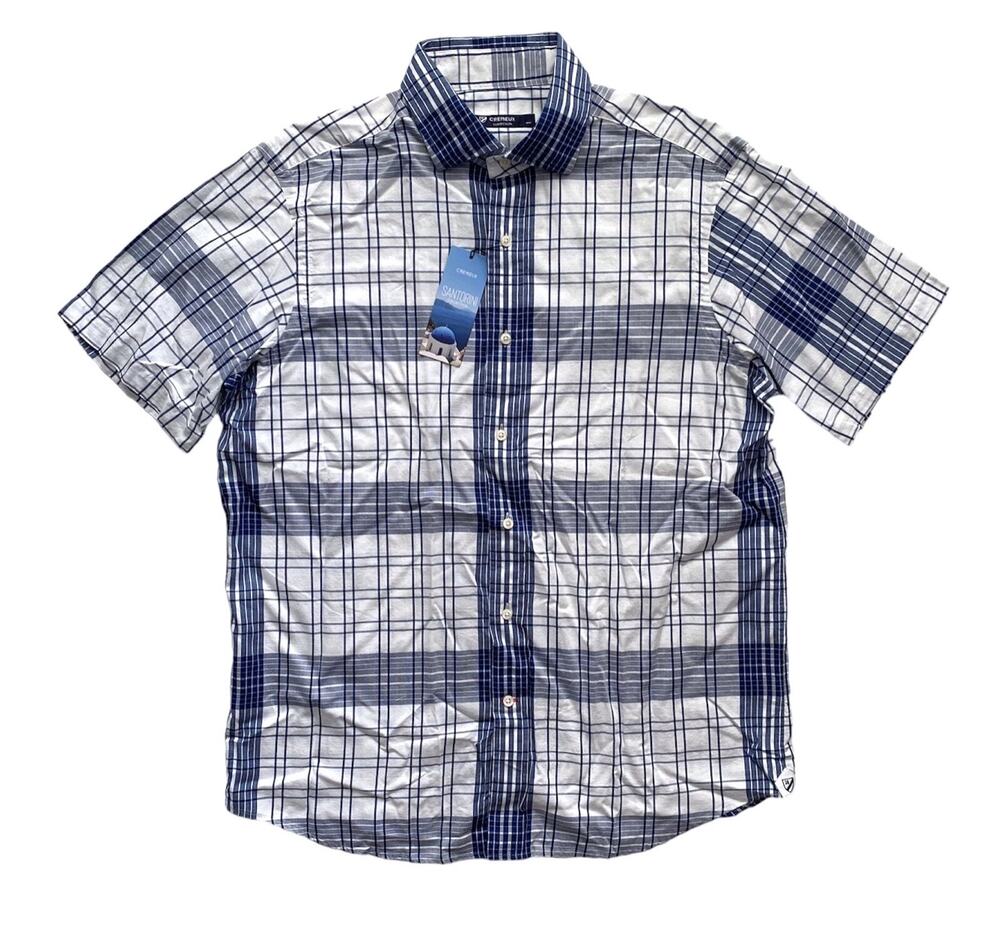 Daniel Cremieux Shirt Collection Nwt Cotton & Hemp Blue Short Sleeve Button Down